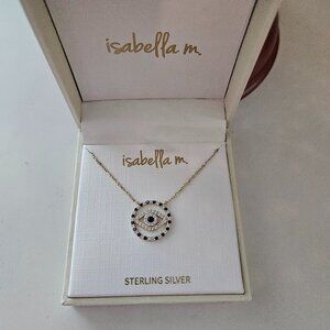 NEW Isabella M Sterling Silver Gold Coated Evil Eye Necklace
